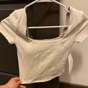 Lululemon Athletica Cream Sailor Collar Crop Top
